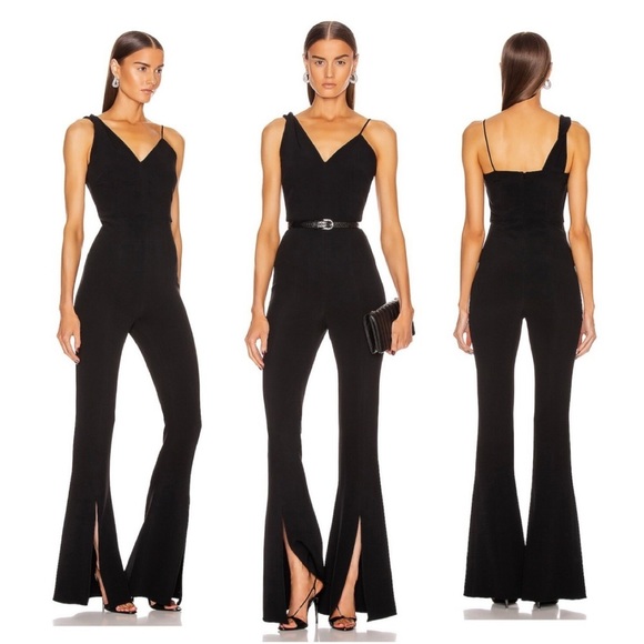 Cushnie Pants - Cushnie Et Ochs Plunging Flare Leg Jumpsuit Pant Suit Black Size 10 BNWT